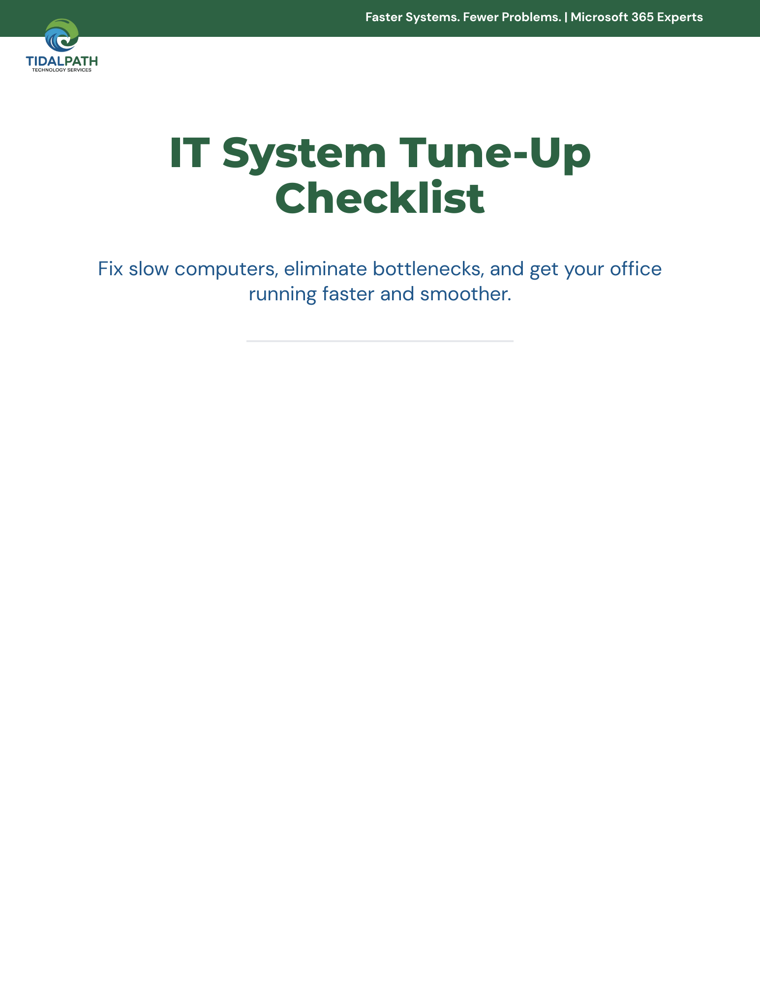 TidalPath - IT System Tune-Up Checklist