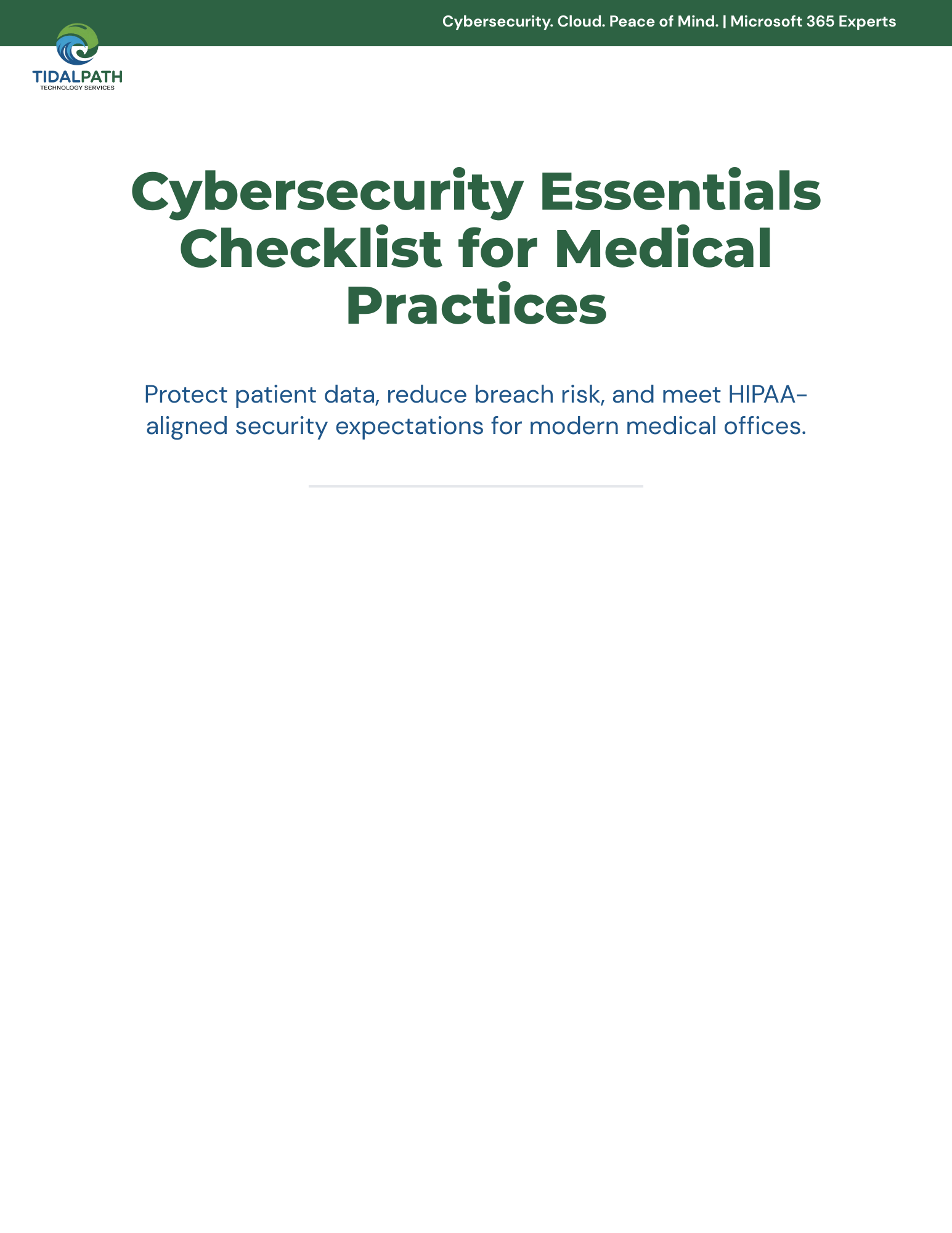 TidalPath - Medical Cybersecurity Essentials Checklist